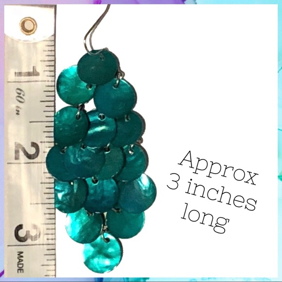 SOLD! NWT - Teal Cascading Circles Earrings - Picture 2 of 2